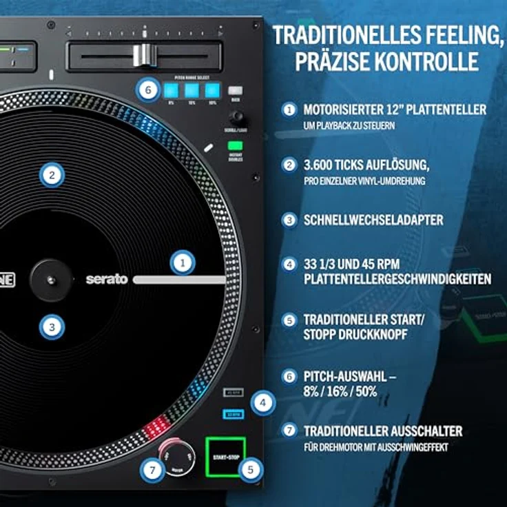 RANE DJ TWELVEMKII 12-Zoll-Motortisch-Controller mit echtem Vinyl-Touch – Bild 4