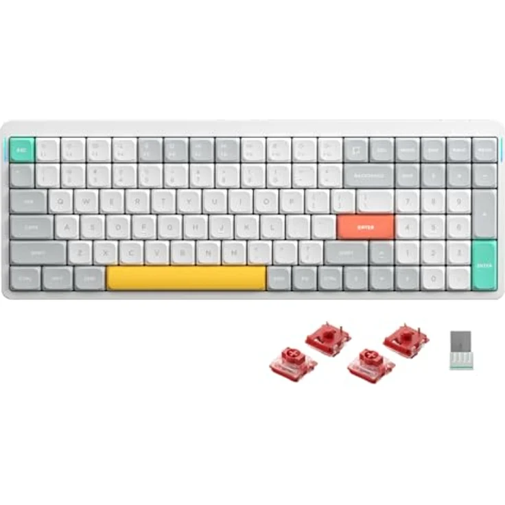 nuphy Air96 V2 Mechanische Tastatur Kabellos mit niedrigem Profil,100 Tasten RGB Hot-Swap Tastatur unterstützt 2.4GHz Wireless/Bluetooth/USB-C für PC/Laptop/Windows/Mac-White Gateron Cowberry Switch – Bild 1
