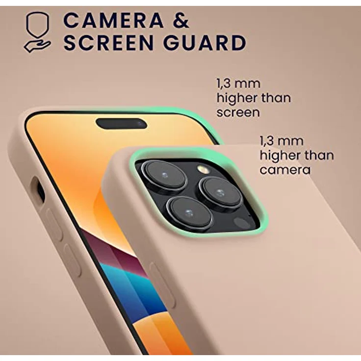 kwmobile Handyhülle für iPhone 14 Pro - Silikonhülle mit Anti-Rutsch, kabelloses Laden, Farbe: Coconut Swirl – Bild 5