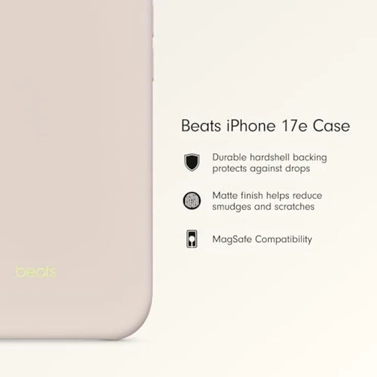 Beats iPhone 17e Case mit MagSafe, dünnes Hardshell-Case, matte Oberfläche, Mikrofaserfutter – Kalkstein – Bild 2