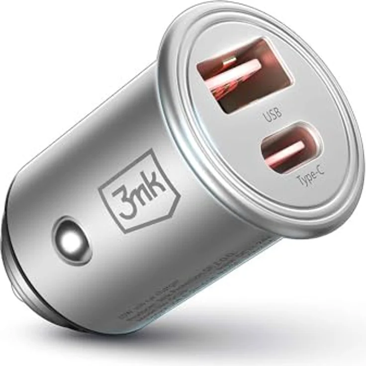 3mk Hyper Car Charger 45W, Ultrakompaktes Zigarettenanzünder-Ladegerät mit Dual USB und USB-C Port, Silber – Bild 7