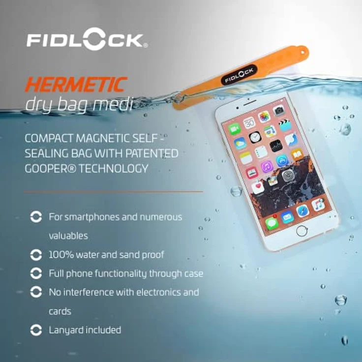 Fidlock Hermetic dry bag medi wasserdichte Tasche - Smartphonetasche orange – Bild 3