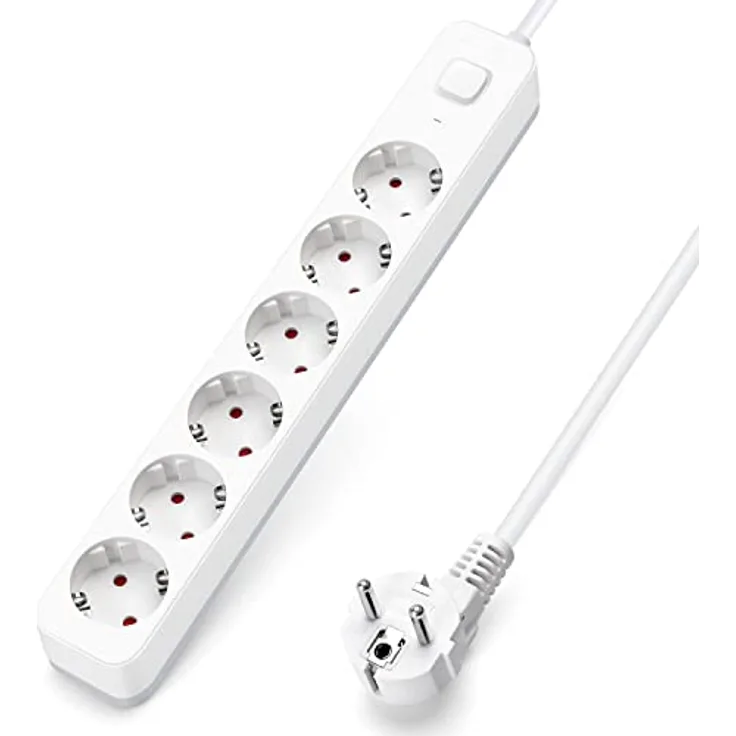 Aigostar Steckdosenleiste 6 fach mit Schalter, Mehrfachsteckdose mit Kindersicherung, Verteilersteckdose mit 5 m Kabel