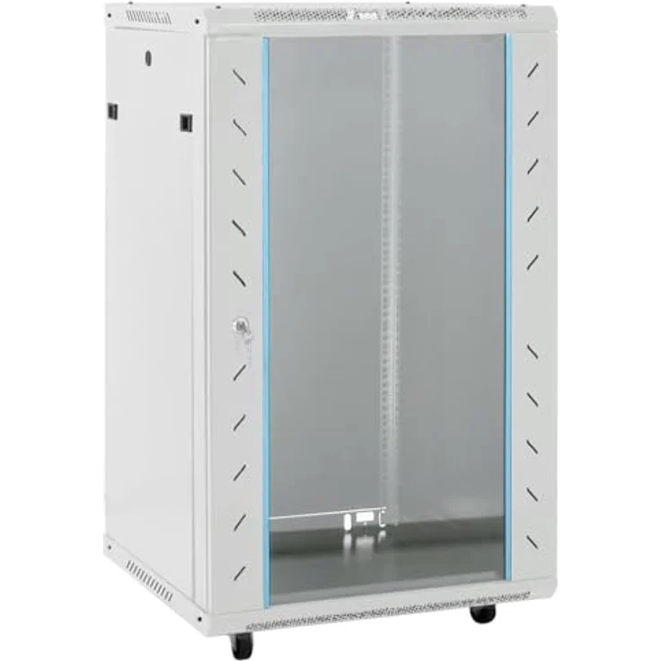 vidaXL 18U Netzwerkschrank, Serverschrank abschließbar mit Rollen, freistehend, 19" IP20, abnehmbare Seitenteile – Bild 1