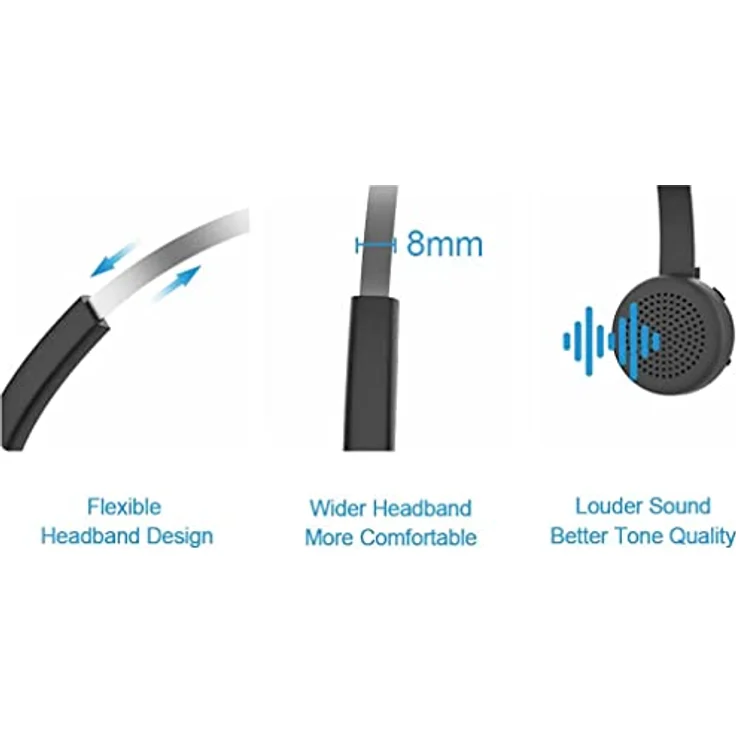 Conceptronic POLONA03BDA Kabelloses Bluetooth-Headset mit Ladedoc & Bluetooth USB Audio Adapter, Schwarz – Bild 3