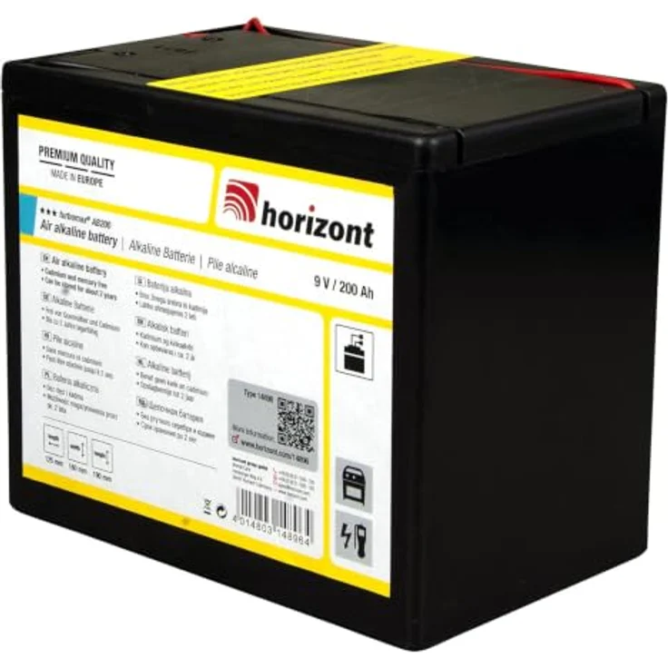 Horizont turbomax® AB200 9 V Alkaline-Batterie (200 Ah), kompaktes Design, 12.5 mm Breite – Bild 3