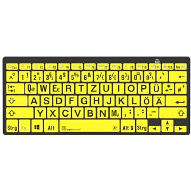 Logickeyboard XL-Print Black on Yellow dt. (PC/BT) (DE) Tastatur, Gelb, Schwarz – Bild 1