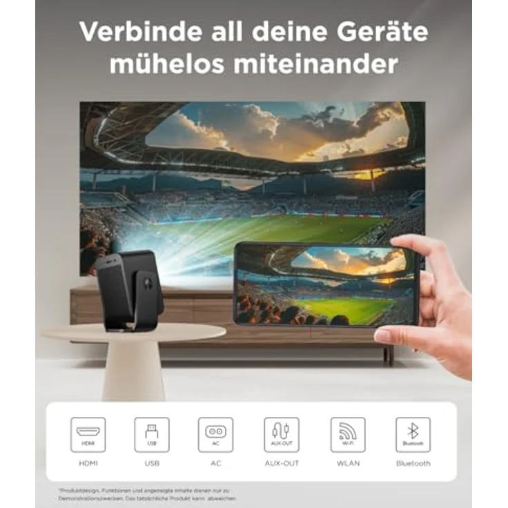 TCL C1 GTV Mobiler Projektor, Native 1080p, Gimbal, Netflix lizenziert, WLAN, Bluetooth, 30.000 Stunden Lebensdauer, Autofokus, Dolby Audio – Bild 5