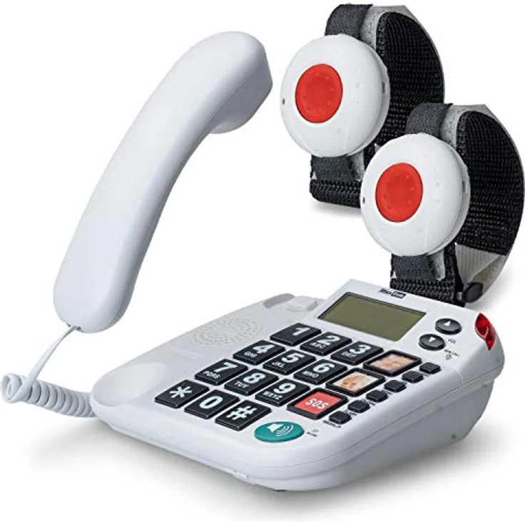Maxcom Maxom KXT SOS Seniorentelefon, Notruftelefon mit Freisprechfunktion und 25-30 m Reichweite, weiß – Bild 1