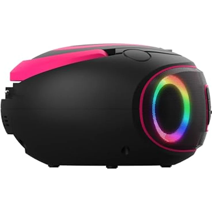 Denver TDB-212 DAB+ Boombox | Retro-Design mit Bluetooth, USB, CD-Player und AUX-Anschluss | Digitalradio DAB+/FM mit LCD-Display und MP3-Wiedergabe | Lichteffekten (Pink) – Bild 3