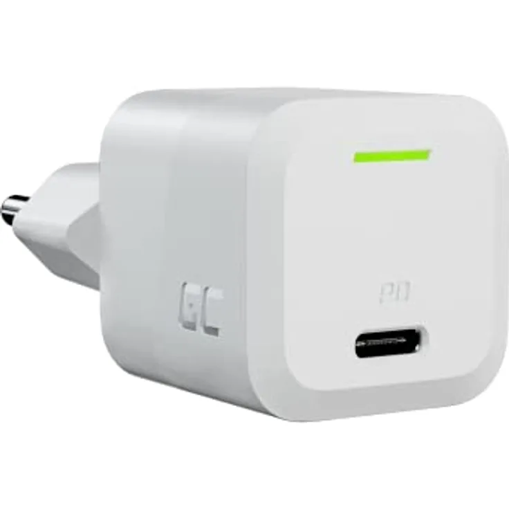 Green Cell Weißes Ladegerät PowerGaN PD 33W mit 1X USB-C PowerDelivery QC 3.0 Netzteil mit GaN Tech, Wandladegerät kompatibel mit PPS, Samsung AFC, für Laptops, MacBook, iPhone, Nintendo Switch