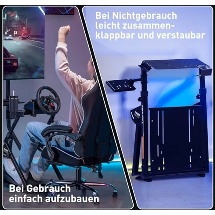GTPLAYER Lenkradständer für Gaming Wheel, höhenverstellbar (68,5-80 cm) mit V1 V2 Schalthebelhalterung, stabil und kompatibel mit PS4, Xbox, PC – Bild 5