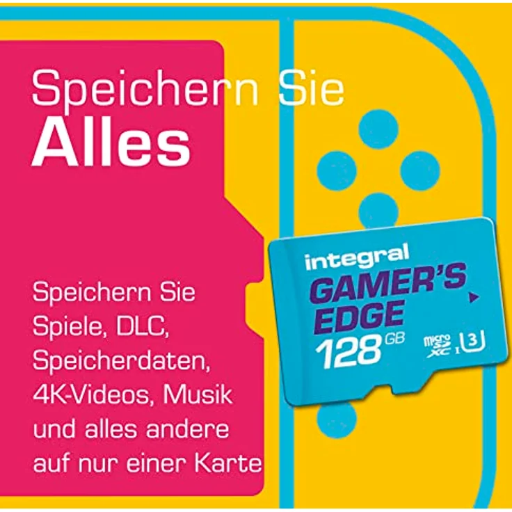 Integral 128GB Gamer's Edge Micro SD Card für die Nintendo Switch - Schnelles Laden & Speichern von Spielen Speichern von Spielen DLC & Daten Entwickelt für Nintendo Switch, Switch Lite & Switch OLED – Bild 3