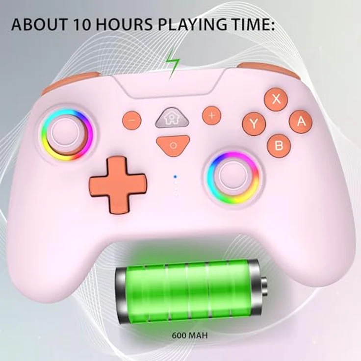 Subsonic 147437, Kabelloses Gamepad für Nintendo Switch mit D-Pad, Home Button, Turbo-Funktion, Mehrfarbig, 600 mAh Akku, bis zu 10 Stunden Spielzeit – Bild 4