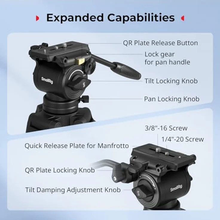 SmallRig 5441 AD14, Heavy-Duty Carbon Fiber Tripod für Smartphone-/Digital-Kamera, schwarz – Bild 7