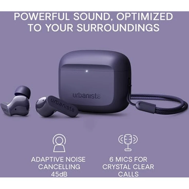 Urbanista Palo Alto True Wireless Stereo (TWS) In-Ear Kopfhörer Violett mit adaptivem ANC und 6 Mikrofonen – Bild 2