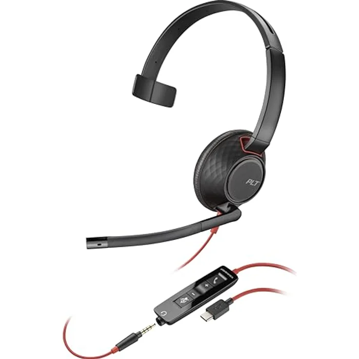 Poly Headset Blackwire C5210 Mono: Vielseitiges USB-C/A & 3,5 mm Headset für Klare Kommunikation und Komfort – Bild 1