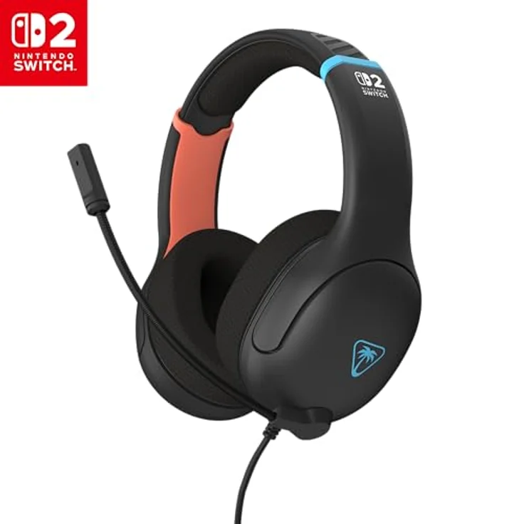 Turtle Beach Airlite Fit Wired Gaming Headset, Offiziell lizenziert für Nintendo Switch 2, 1 und OLED, 40-mm-Lautsprecher, Geräuschisolierende Ohrpolster, Anthrazitschwarz – Bild 1