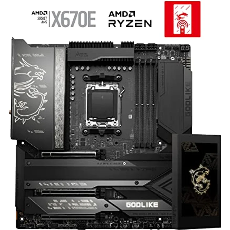 MSI MEG X670E GODLIKE Mainboard, ATX - Unterstützt die AMD Ryzen 7000 Serie, AM5-24 Duet Rail 105A SPS, DDR5 Memory Boost 6600+MHz/OC, 3 x PCIe 5.0 x16, 2 x M.2 Gen5, Wi-Fi 6E, 10G & 2.5G LAN – Bild 2