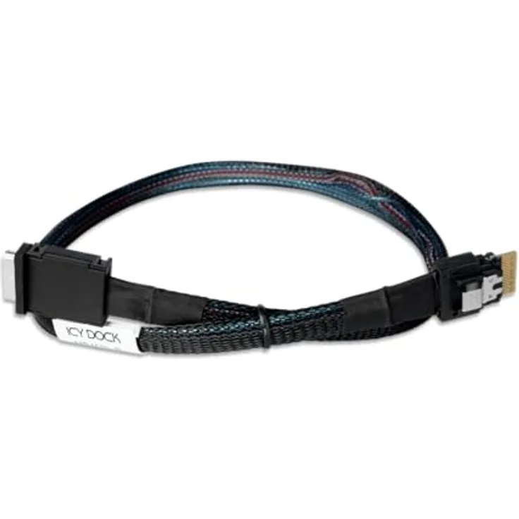 ICY DOCK MB402L-B Datenkabel, 1x SlimSAS SFF-8654 4i zu 1x OCuLink SFF-8611 4i, Länge 50cm, unterstützt PCIe 4.0