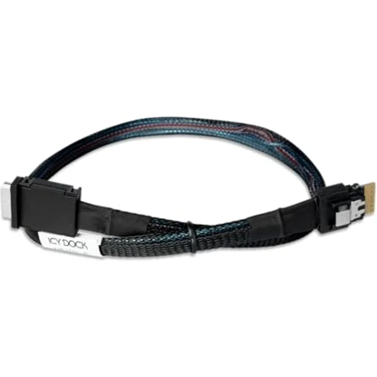 ICY DOCK MB402L-B Datenkabel, 1x SlimSAS SFF-8654 4i zu 1x OCuLink SFF-8611 4i, Länge 50cm, unterstützt PCIe 4.0 – Bild 1