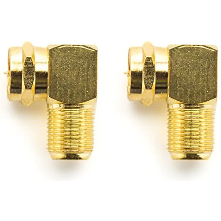 deleyCON 2 Stück Sat-Winkel-Adapter Set 90° Grad, vergoldet, F-Stecker auf F-Kupplung, ideal für begrenzte Platzverhältnisse – Bild 4