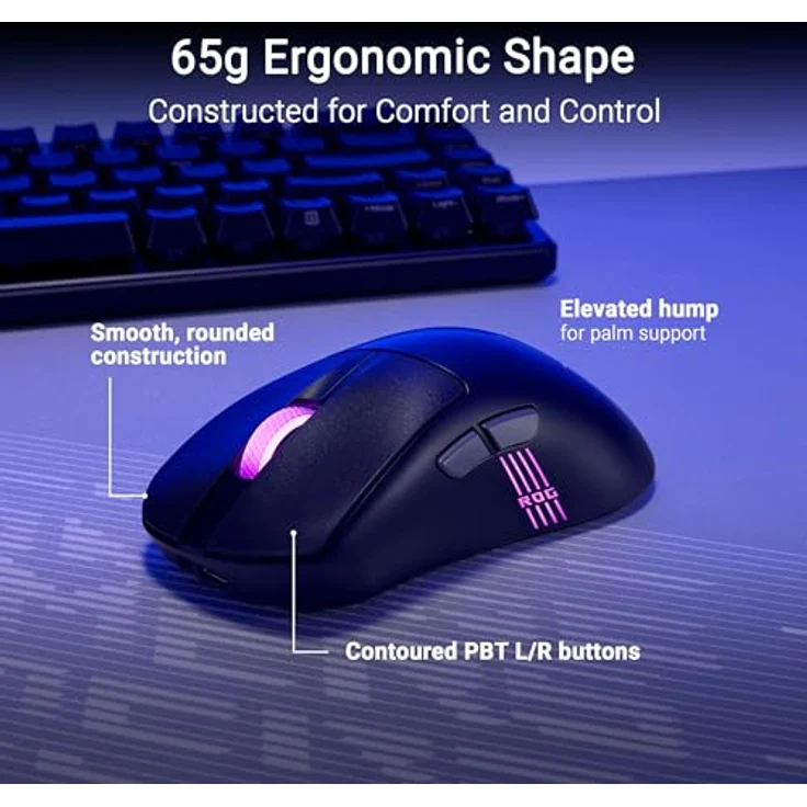 ASUS ROG Keris II Origin Wireless RGB Gaming-Maus, ergonomisch, 65g leicht, 42.000 DPI, ROG AimPoint Pro Sensor, kabellos, RGB-Beleuchtung – Bild 2