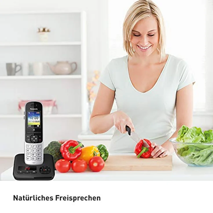 Panasonic Schnurlostelefon KX-TGH720GS mit Anrufbeantworter, Farbdisplay, Eco Plus Modus und Babyphone – Bild 2