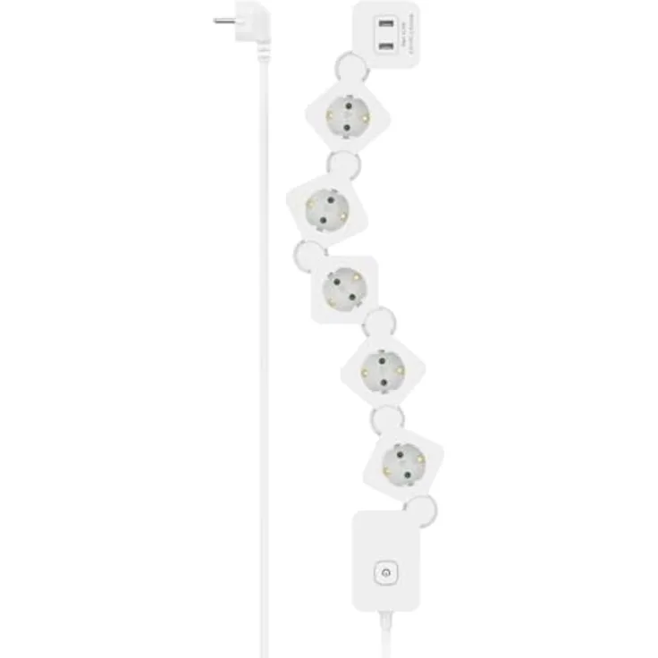 Hama Steckdosenleiste 00223190 Verlängerungskabel 1,4 m 5 AC-Ausgänge Drinnen Weiß besser=Würfel-Form, 2 USB-Ladebuchsen, erhöhter Berührungsschutz