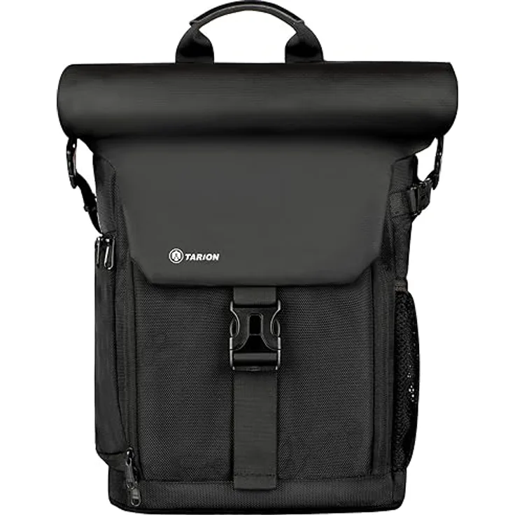 TARION SP-01, Wasserdichter Kamerarucksack mit 15,6 Zoll Laptophülle, großem Volumen und seitlichem Zugriff, schwarz