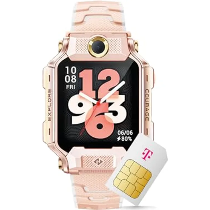 Deutsche Telekom imoo Kids Watch X10, Smartwatch für Kinder mit GPS, Telefonfunktion, Dual-Kamera, Wasserdicht in rosa, inkl. 30 € Amazon-Gutschein nach Registrierung