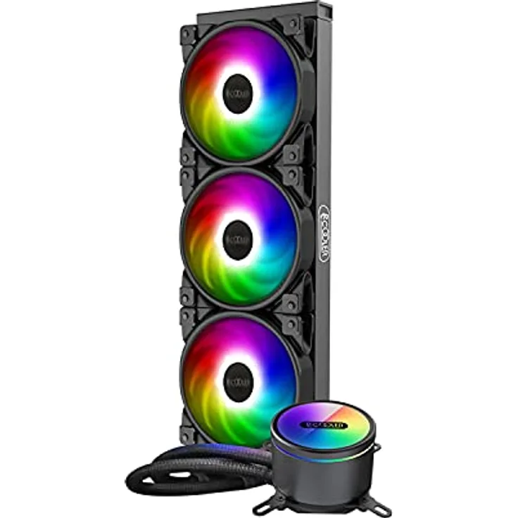 Pccooler GI-CX360 ARGB AIO, CPU Wasserkühler mit 350W TDP, 394mm Radiator, Schwarz