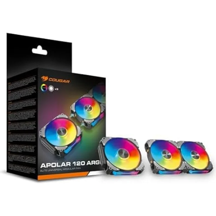 COUGAR Lot de 3 Ventilateurs de boitier Apolar RGB - 12 cm (Noir) - Leistungsstarke RGB-Gehäuselüfter mit Schnellverschluss-Verbindungssystem – Bild 2
