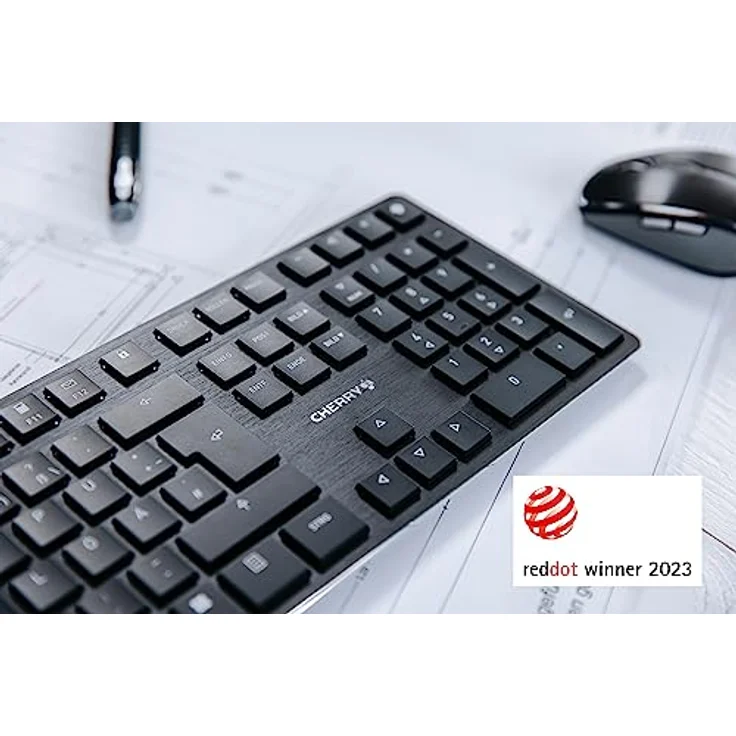 CHERRY KW X ULP, Ultra Flache mechanische High-End-Tastatur, Deutsches Layout (QWERTZ), kabellose Multi-Device-Tastatur für bis zu 4 Geräte, wiederaufladbar, schwarz – Bild 2
