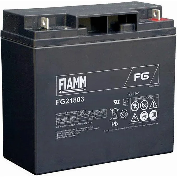 Fiamm FG21803 102458 Bleiakku 12V 18000 AGM, kompakter Blei-Vlies Akku mit M5-Schraubanschluss, Maße 76 x 167 x 181mm