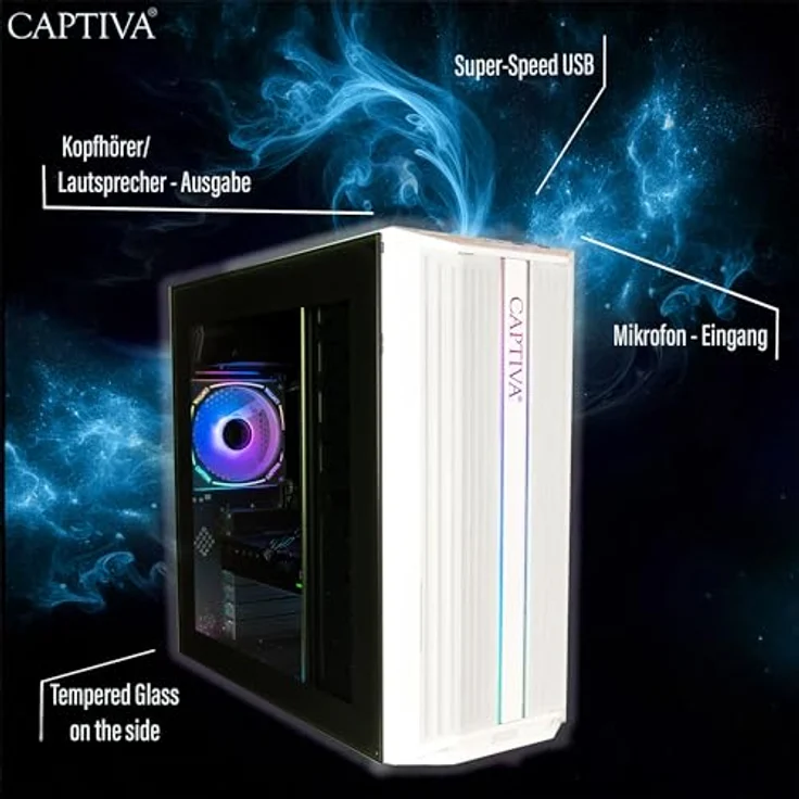 Captiva Advanced Gaming R92-962, Desktop-PC mit AMD Ryzen 5 5500, 16 GB RAM, 500 GB SSD, GeForce RTX 5060, Weiss – Bild 6