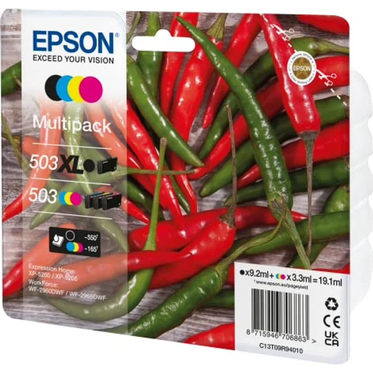 Epson Original 503 Tinte Chili Multipack 4-farbig schwarz XL, CMY Standard, XP-5200 XP-5205 WF-2960DWF WF-2965DWF, ReadyPrint Flex-Tintentarife – Bild 2