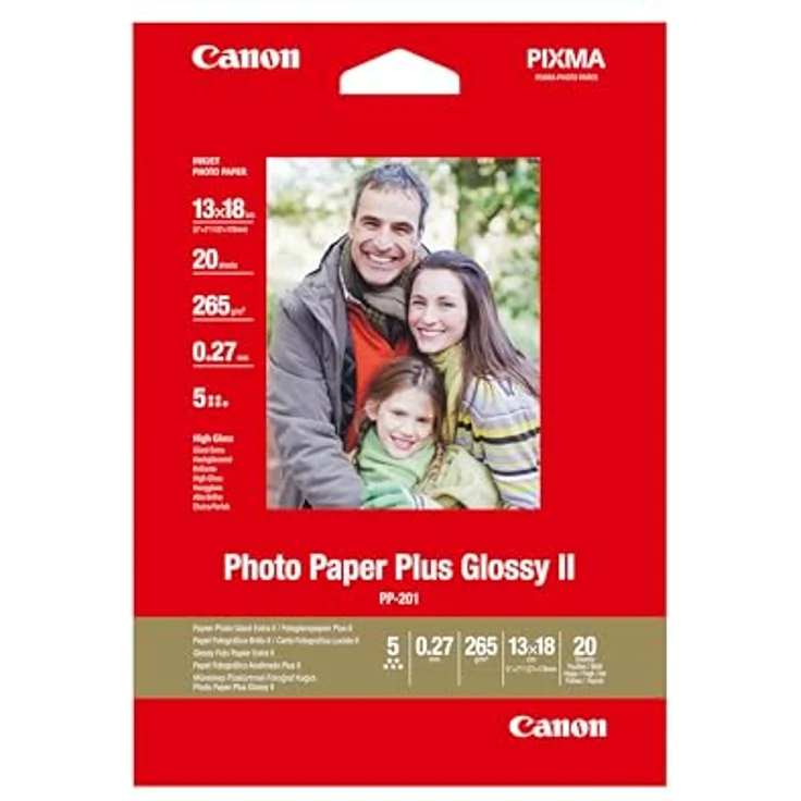 Canon PP-201 Glossy II Fotopapier Plus glänzend 130x180mm 265 g-m² - 20 Blatt (2311B018) – Bild 2