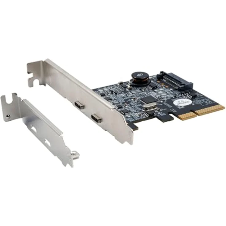 Exsys EX-12000, 2 Port USB 3.2 Gen2 PCIe (x4) Karte mit 2x USB-C Anschluss, unterstützt 10 Gbps, Low Profile Bügel inklusive – Bild 1