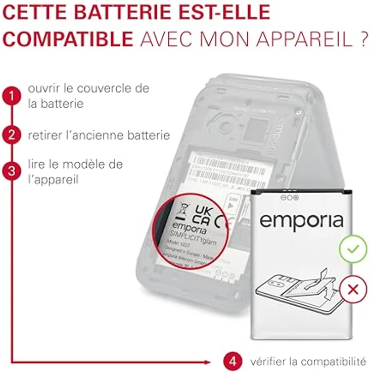 Emporia AK_V34 Ersatzakku (1020mAh) weiß – Bild 3