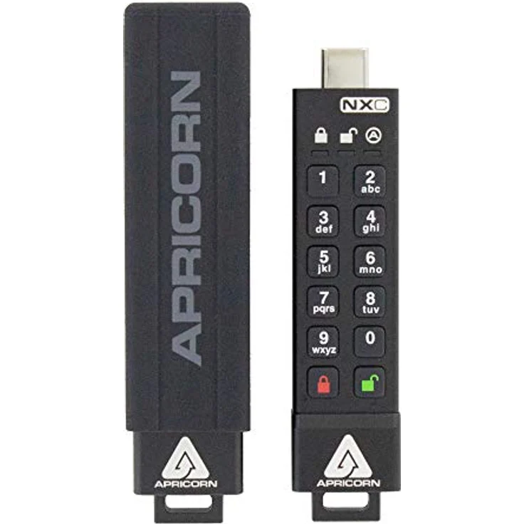 Apricorn Aegis Secure Key 3 NXC 256-Bit Hardware-verschlüsselter USB 3.2 Typ C Flash-Laufwerk, FIPS 140-3 Level 3 validiert (ASK3-NXC-32GB), schwarz – Bild 1