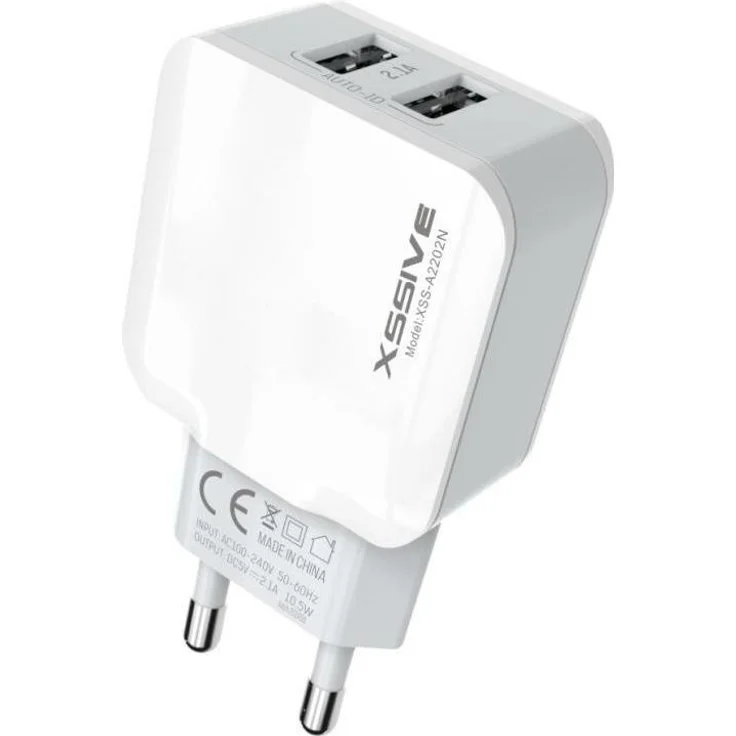 Xssive 2x USB 2.1A Schnell Wandladegerät, Dual USB Anschlüsse, weiß