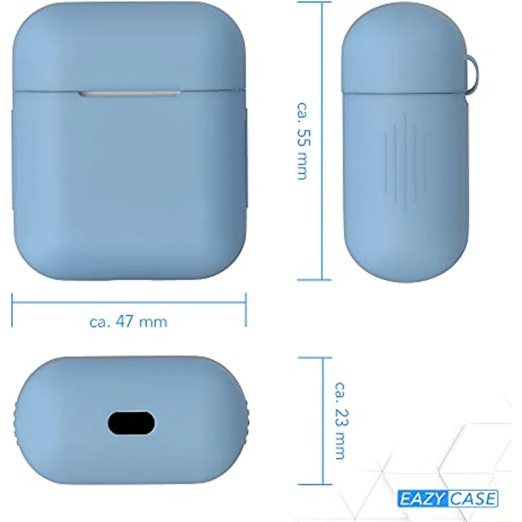 EAZY CASE Kopfhörer-Schutzhülle Silikon Hülle für Apple AirPods 1 & 2, Blau/Helllblau, Rutsch- und stoßfeste Silikontasche – Bild 6