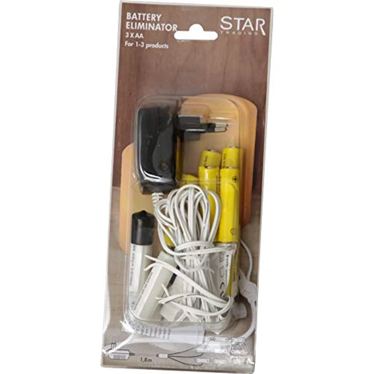 Star Trading Stromadapter für Batterieartikel, ersetzt 3x 3 AA mit 1,8m Zuleitung für LED-Kerzen und Lichterketten, Innenbereich – Bild 8