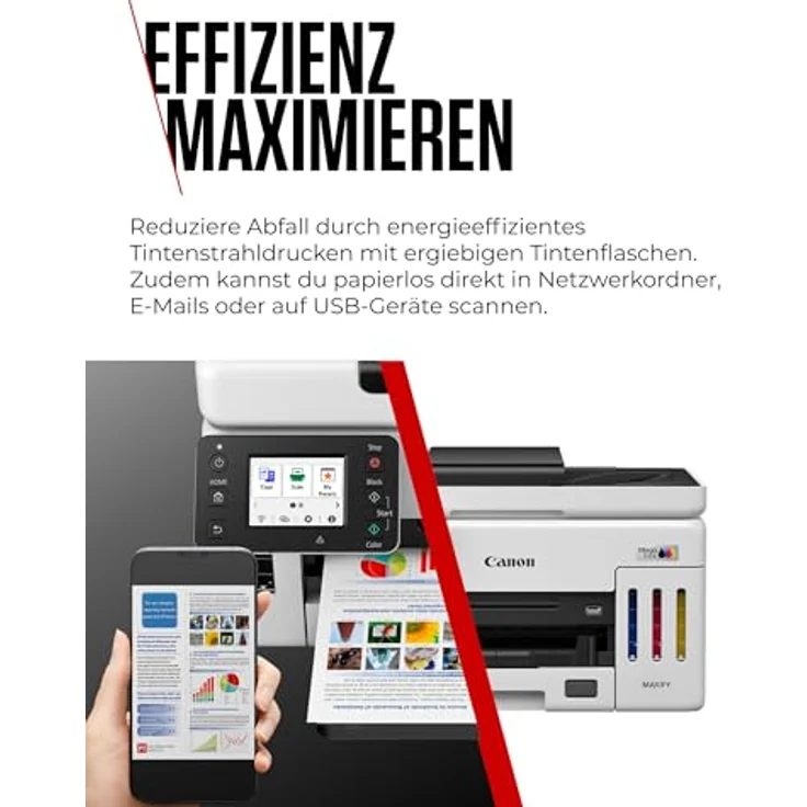 Canon MAXIFY GX6150 kompakter Büro-Drucker – Farbdrucker & Scanner All-in-One WLAN | MegaTank Tintenstrahldrucker mit Kopierer & Scanner | Wi-Fi, Ethernet & USB-Anschluss – Bild 5