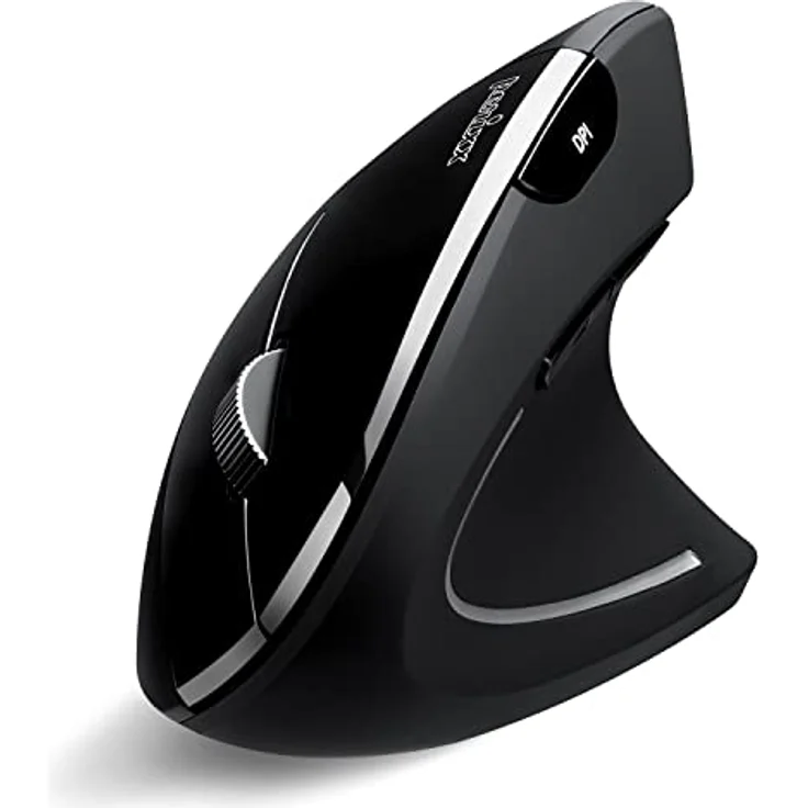 Perixx PERIMICE-813B Vertikale Bluetooth-Maus, kabellose 3-in-1-Multi-Device-Technologie, Reisetaschengröße, Rechtshänder, Schwarz – Bild 1