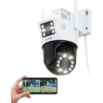 ZOSI 8MP Pan/Tilt WLAN Überwachungskamera Aussen mit Dual-Objektiv (4MP+4MP), 2.4GHz WiFi Kamera, 8X Hybrid-Zoom, KI Erkennung, Plug-in Strom, C298 - Innovatives Dual-Objektiv System, 4K Ultra HD, Zwei-Wege-Audio, Smart App, C298