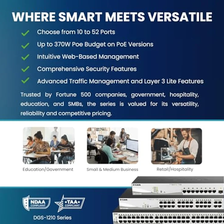 D-Link DGS-1210 Rackmount Gigabit Smart+ Switch, 48x RJ-45, 4x SFP, PoE+/PoE (DGS-1210-52MP) – Bild 4