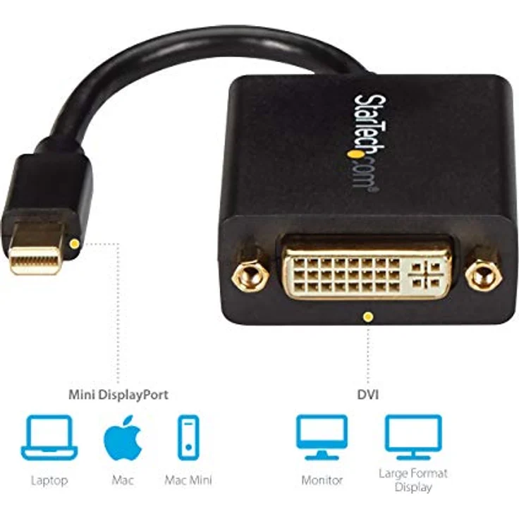 StarTech.com Mini DisplayPort auf DVI Adapter / Konverter (St/Bu) - DVI-Adapter - Mini DisplayPort (M) - DVI-I (W) - 10,2 cm - Schwarz (MDP2DVI) – Bild 6