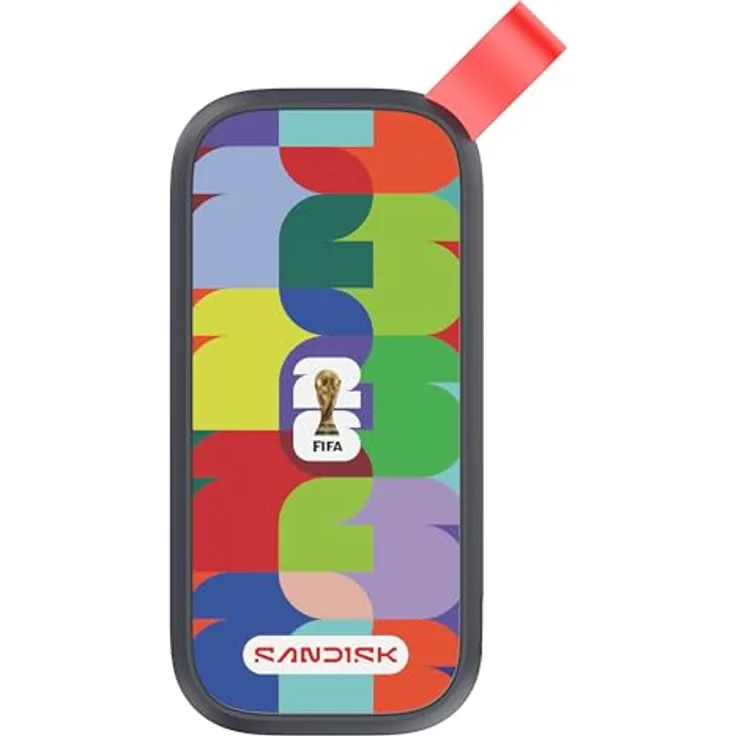 SanDisk 1 TB FIFA World Cup 2026 Portable SSD, bis zu 800 MB/s, inklusive USB-C-auf-A-Kabel, Fallschutz aus 2 m Höhe, kompatibel mit Laptops und Android-Geräten